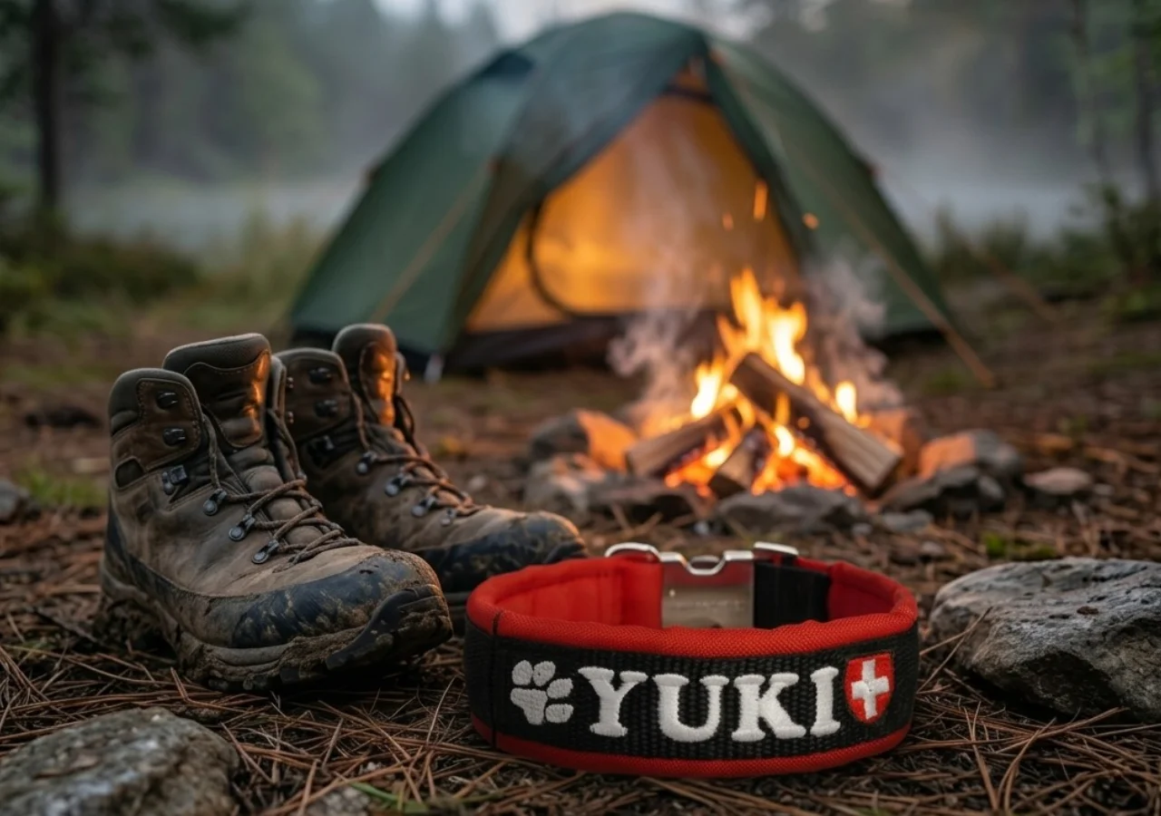 Hundehalsband mit Outdoor Stoff und Schnalle